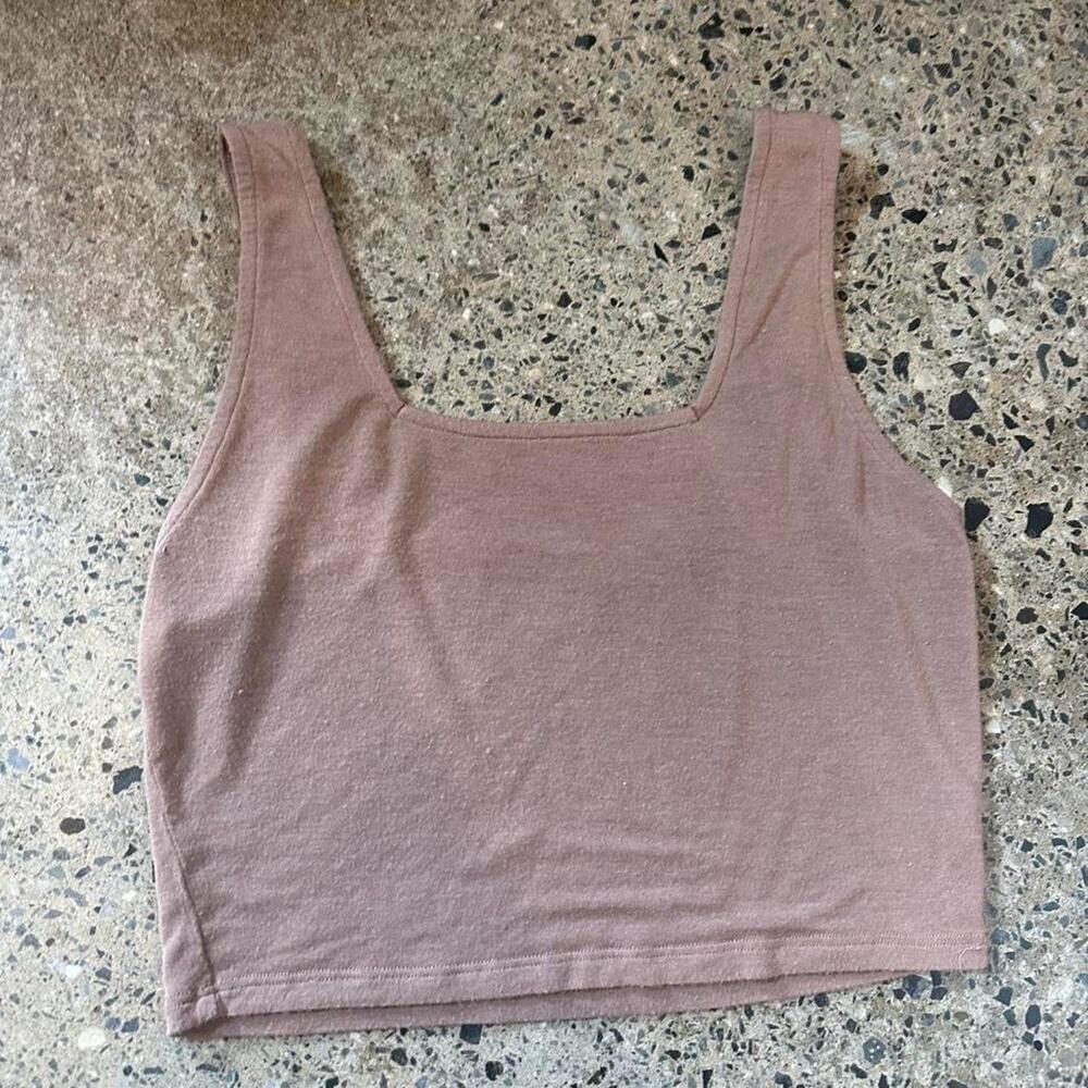 Joah Brown Square Neck Cropped Tank Top – Brown – Size M/L